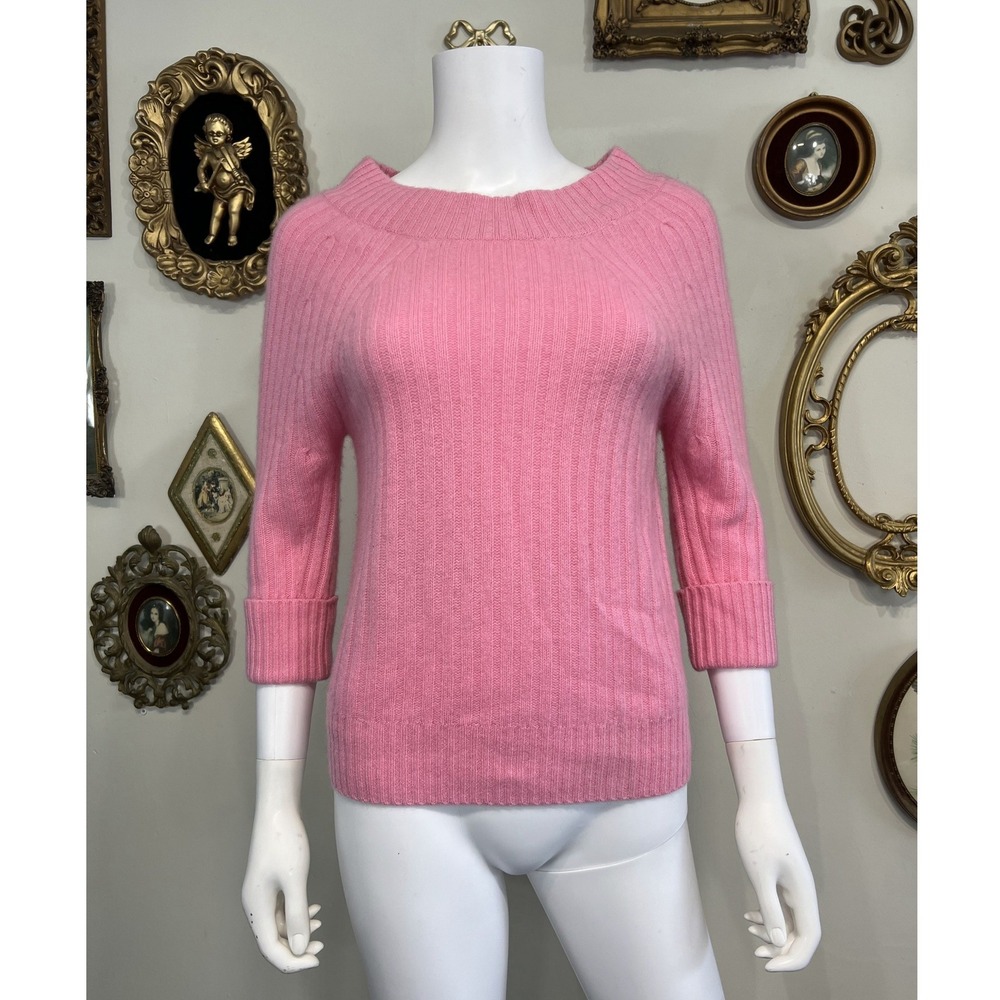Saks Fifth Avenue Pink 100% Cashmere Ribbed Sweater Size XS